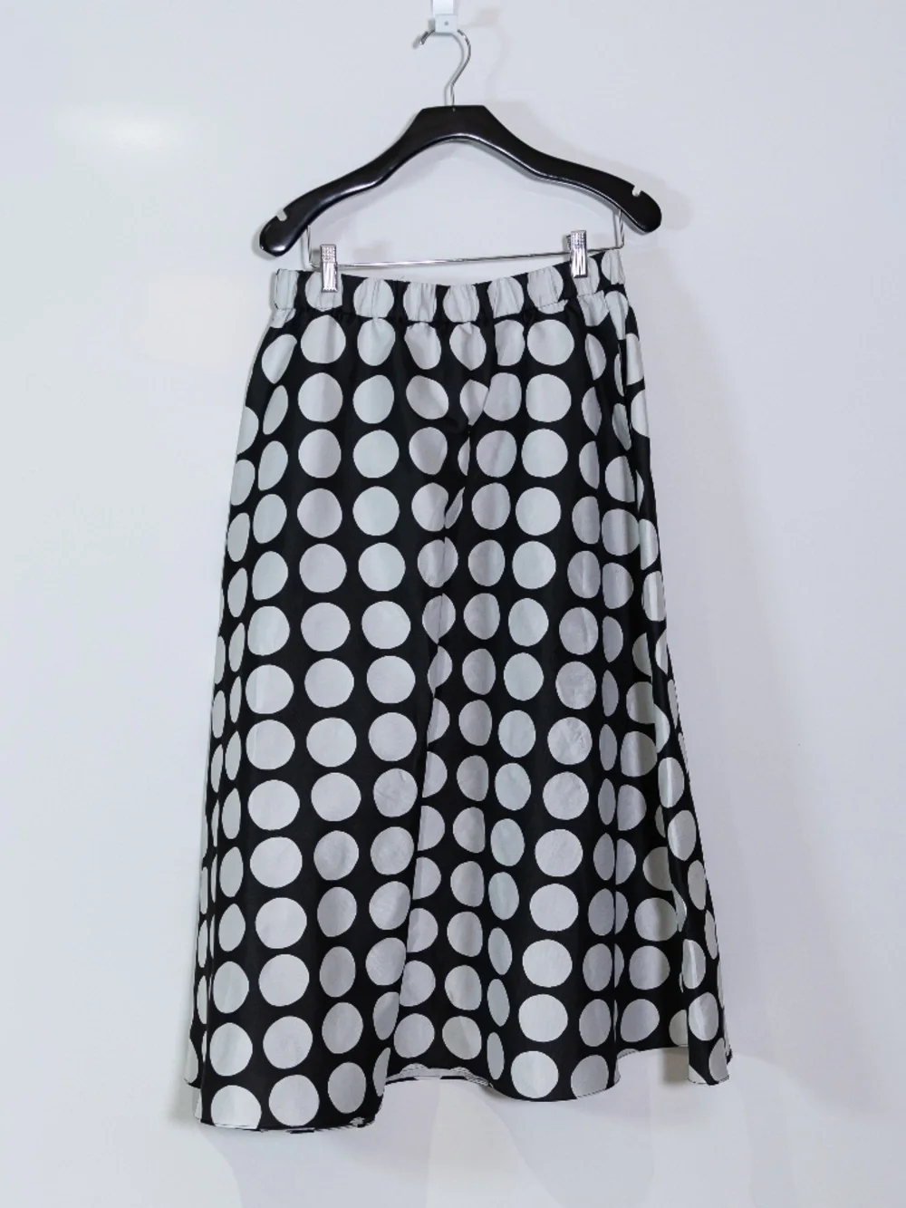 Kate Spade Art Dots Jacquard Black White Polka Dot Print Midi A Line Skirt Large